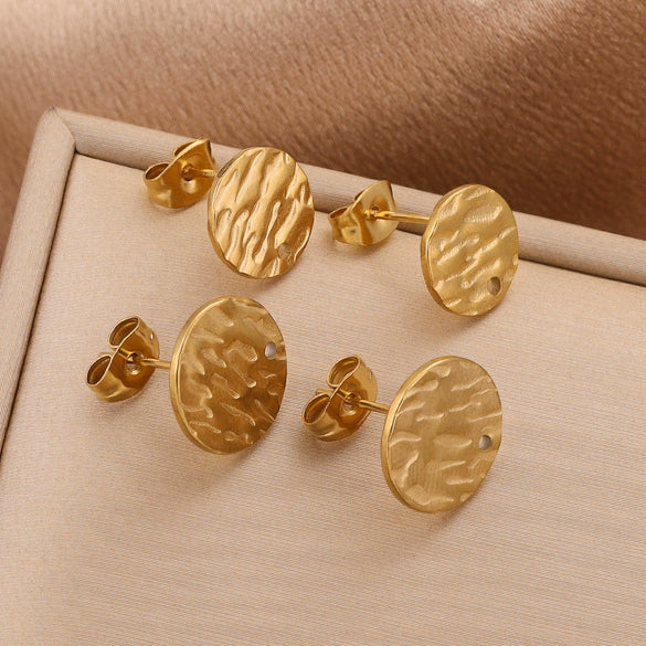 Stainless Steel Geometric Cylindrical Stud Earrings Jewelry Accessories With Electroplating