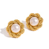 Stainless Steel Geometric Design Electroplated Flower Bead Earrings For Women