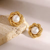 Stainless Steel Geometric Design Electroplated Flower Bead Earrings For Women