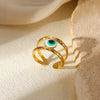 Stainless Steel Geometric Devil's Eye Open Adjustable Ring With Electroplating
