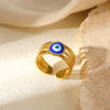 Stainless Steel Geometric Devil's Eye Open Adjustable Ring With Electroplating
