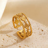 Stainless Steel Geometric Devil's Eye Opening Ring For Women With Electroplating Design