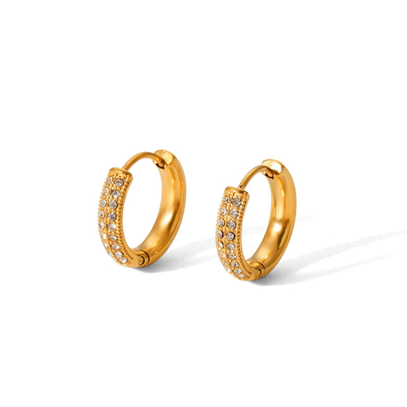 Stainless Steel Geometric Diamond Earrings For Women With Electroplating Style