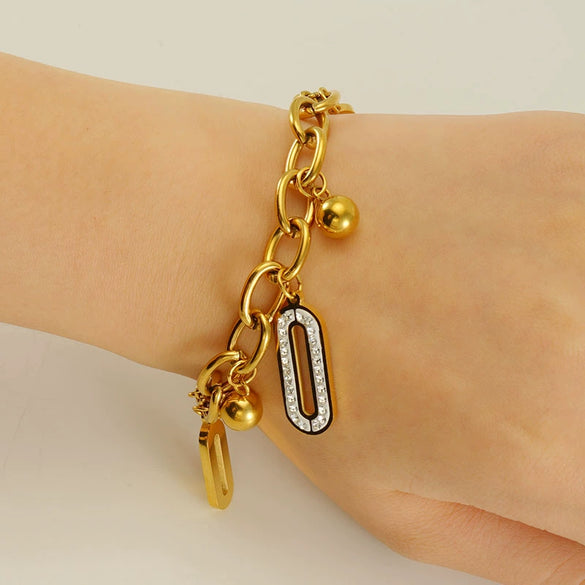 Stainless Steel Geometric Diamond Electroplated Fashion Unisex Bracelet