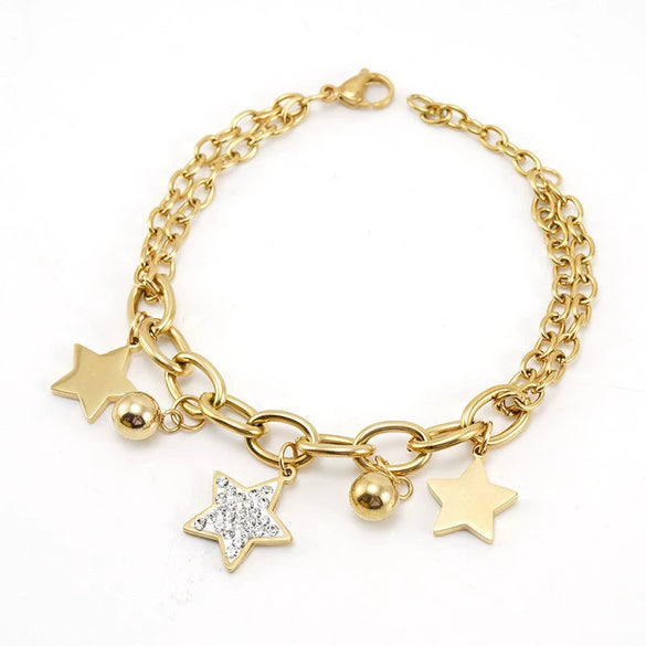 Stainless Steel Geometric Diamond Electroplated Fashion Unisex Bracelet