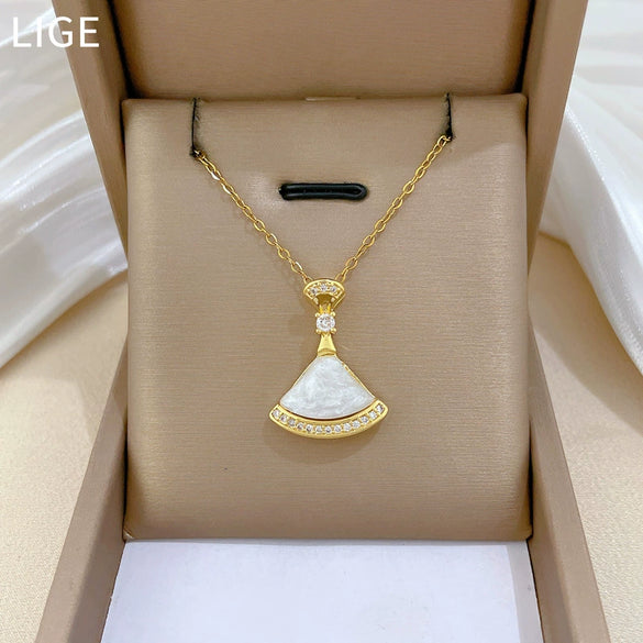Stainless Steel Geometric Diamond Necklace For Women And Men Cartoon Minimalist Style