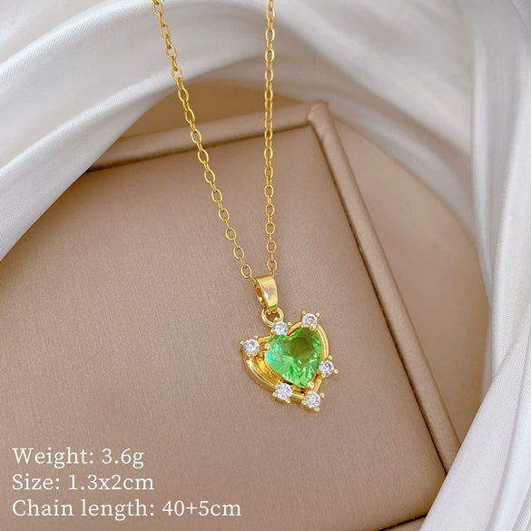 Stainless Steel Geometric Diamond Necklace For Women With Copper Pendant Light Luxury Elegant Gorgeous Style
