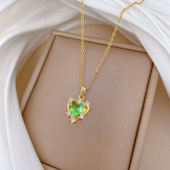 Stainless Steel Geometric Diamond Necklace For Women With Copper Pendant Light Luxury Elegant Gorgeous Style