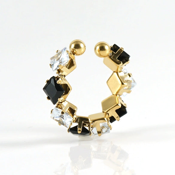 316L Stainless Steel Geometric Diamond Ring For Women Fashion Jewelry