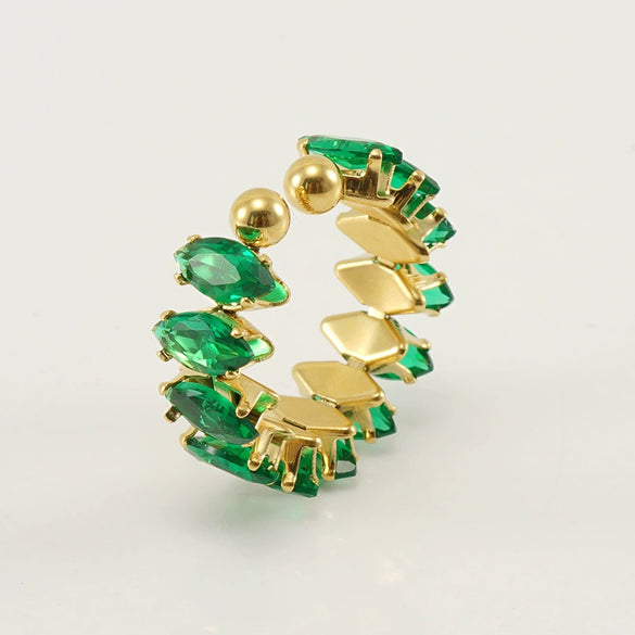 316L Stainless Steel Geometric Diamond Ring For Women Fashion Jewelry