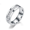 Stainless Steel Geometric Diamond Ring Simple Fashion Couple Band Unisex Jewelry