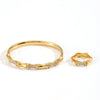 Stainless Steel Geometric Diamondencrusted Bracelet And Ring Set Highgrade Style