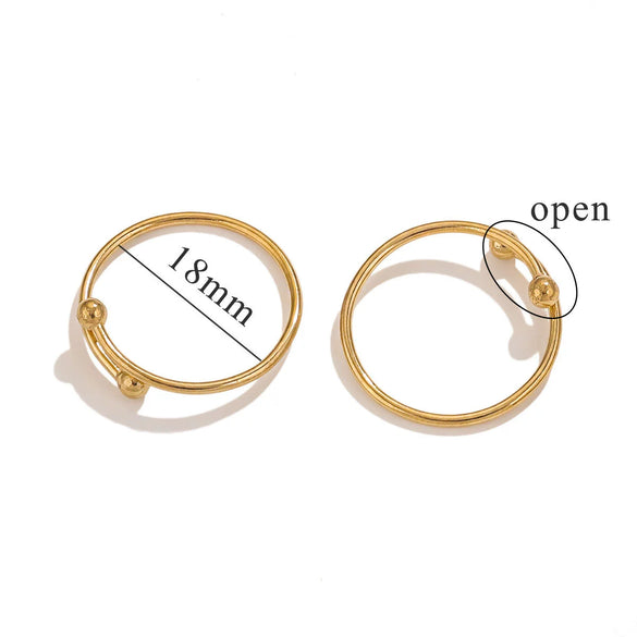 Stainless Steel Geometric Double Beads Gold Beans Cross Opening Ring 18K Gold Plated Electroplated