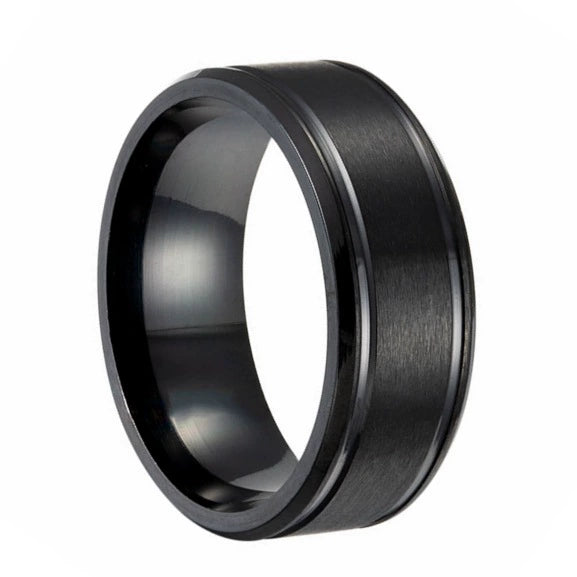 Stainless Steel Geometric Double Bevel Simple Unisex Ring With Electroplating Design