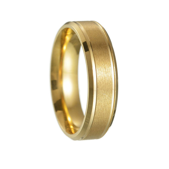 Stainless Steel Geometric Double Bevel Simple Unisex Ring With Electroplating Design