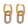 316L Stainless Steel Geometric Double Ring Ear Buckle Earrings With Zircon And Electroplating Fashionable For Women