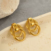 Stainless Steel Geometric Doublering Earrings Electroplated With Gold For Women