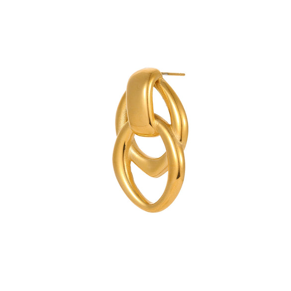 Stainless Steel Geometric Doublering Earrings Electroplated With Gold For Women