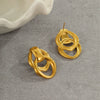 Stainless Steel Geometric Doublering Earrings Electroplated With Gold For Women