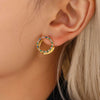 316L Stainless Steel Geometric Doublesided Pvd Gold Plated Electroplated Circle Earrings For Women