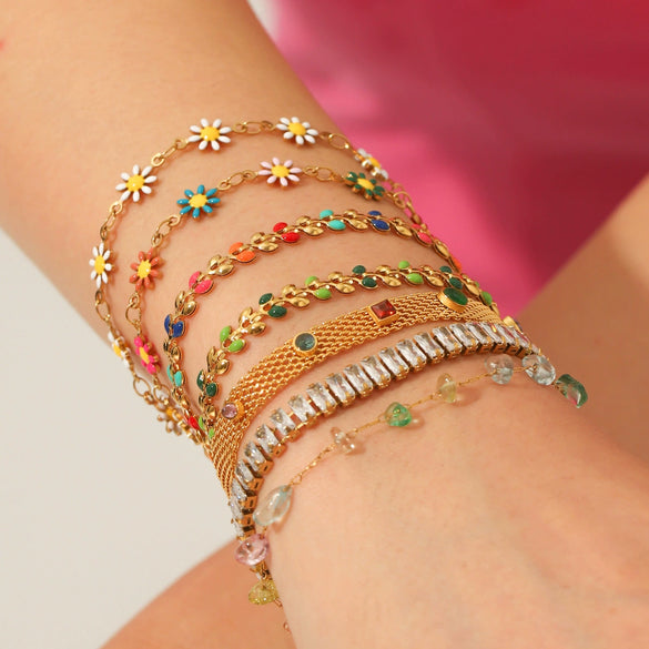 Stainless Steel Geometric Dripping Oil Style Women's Bracelet