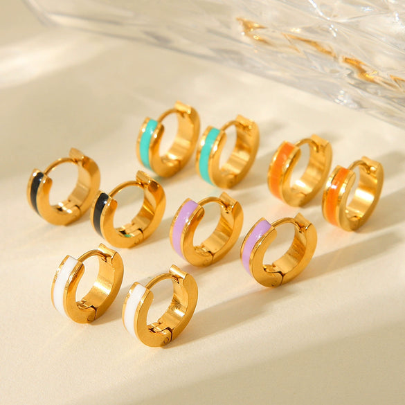Stainless Steel Geometric Dripping Oil Women's Earrings