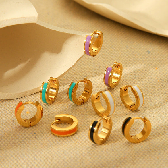 Stainless Steel Geometric Dripping Oil Women's Earrings
