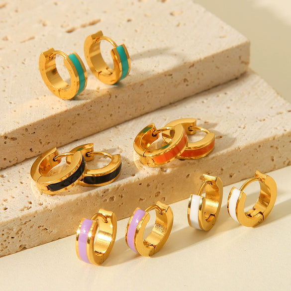 Stainless Steel Geometric Dripping Oil Women's Earrings