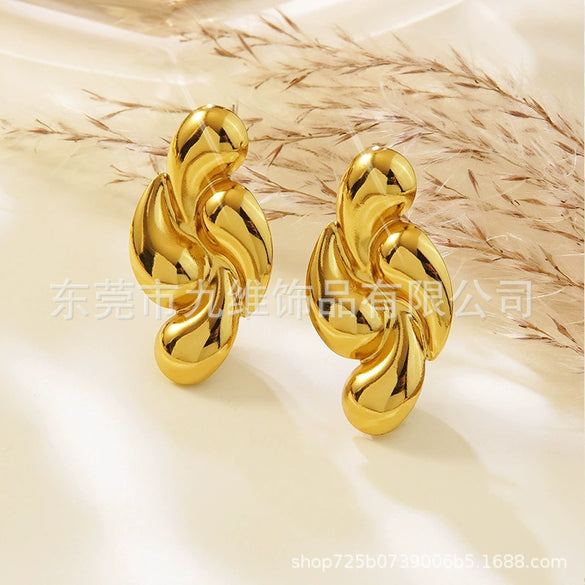 Stainless Steel Geometric Drop Earrings Polish Punk Style