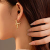 Stainless Steel Geometric Drop Earrings Vacuum Plated 18K Gold For Women