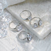 Stainless Steel Geometric Drop Shape Diamond Inlaid Opening Ring Electroplated Women's Jewelry