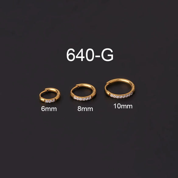 Stainless Steel Geometric Ear Buckle Cartilage Earrings Electroplated Unisex Fashion Jewelry Piercing Earrings