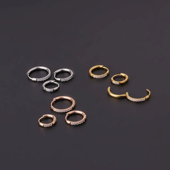 Stainless Steel Geometric Ear Buckle Cartilage Earrings Electroplated Unisex Fashion Jewelry Piercing Earrings