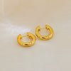 Stainless Steel Geometric Earrings And Ring With 18K Real Gold Electroplating And Electrophoresis For Women
