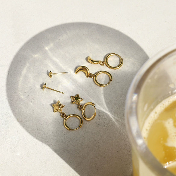 Stainless Steel Geometric Earrings Electroplated For Women Light Luxury Highend Jewelry