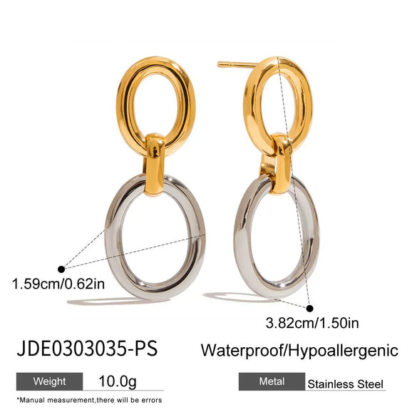 Stainless Steel Geometric Earrings Electroplated Light Luxury Highend Niche Design For Women