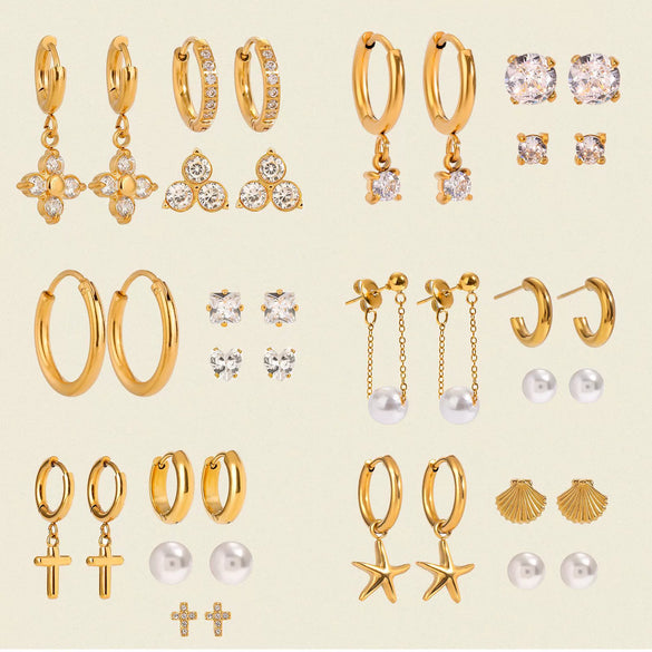 Stainless Steel Geometric Earrings Electroplated Minimalist Design For Women