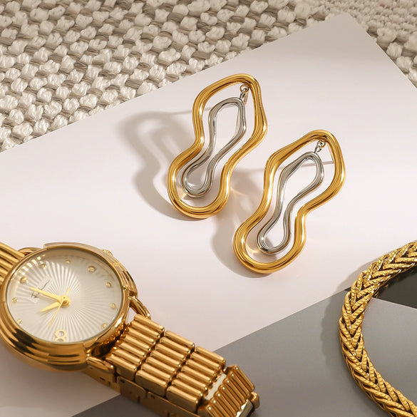 Stainless Steel Geometric Earrings Electroplated