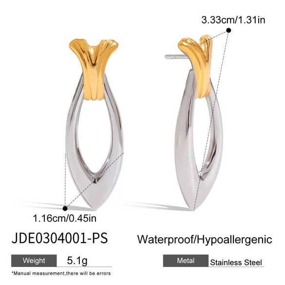 Stainless Steel Geometric Earrings Electroplating Design Light Luxury Highend Niche Colormatching Women's