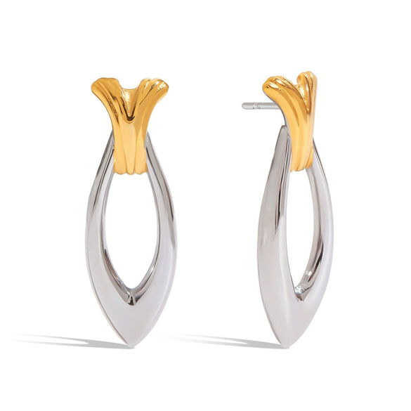 Stainless Steel Geometric Earrings Electroplating Design Light Luxury Highend Niche Colormatching Women's