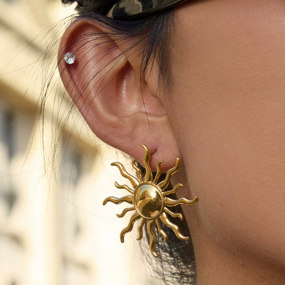 Stainless Steel Geometric Earrings For Women Electroplated Light Luxury Jewelry