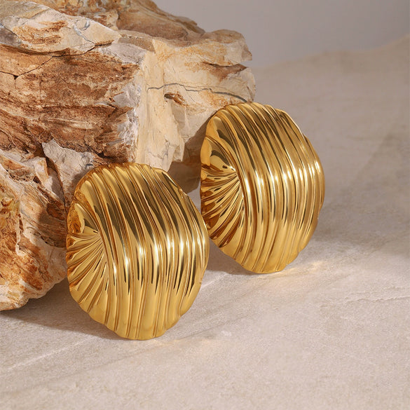 Stainless Steel Geometric Earrings For Women With Electroplating