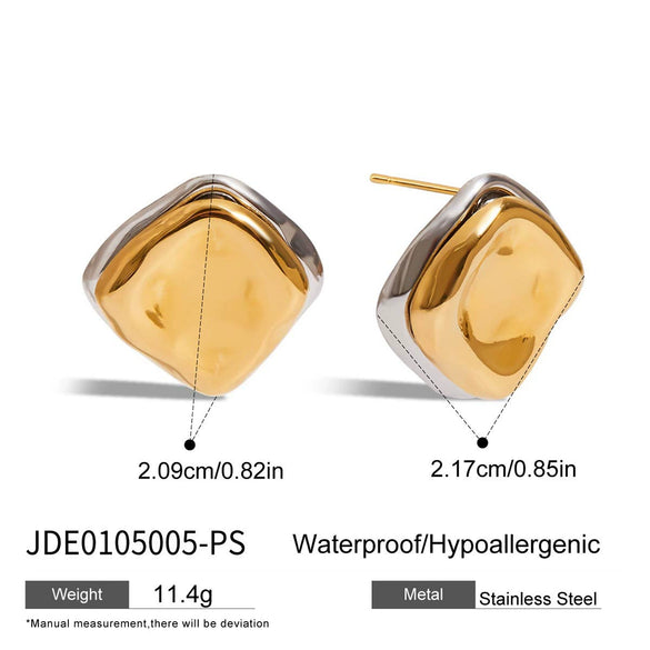 Stainless Steel Geometric Earrings For Women With Electroplating