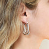 Stainless Steel Geometric Earrings For Women With Electroplating