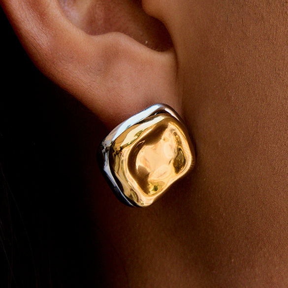 Stainless Steel Geometric Earrings For Women With Electroplating