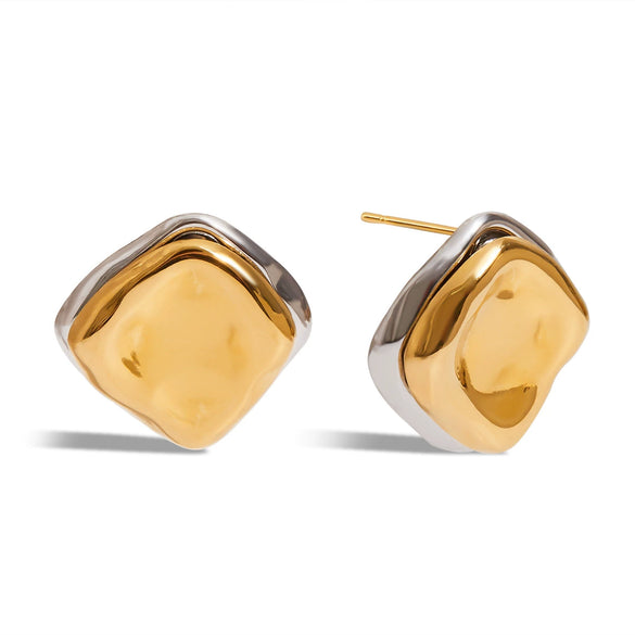 Stainless Steel Geometric Earrings For Women With Electroplating