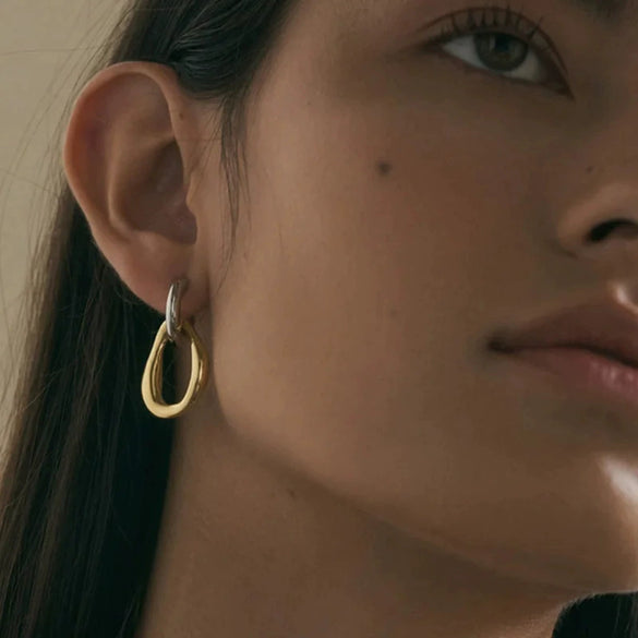 Stainless Steel Geometric Earrings For Women With Electroplating