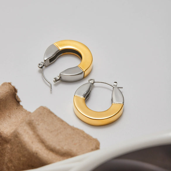 Stainless Steel Geometric Earrings For Women With Electroplating