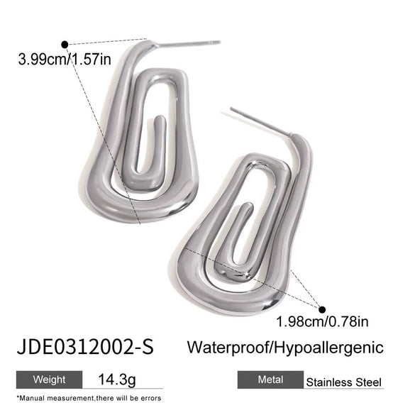 Stainless Steel Geometric Earrings For Women With Electroplating