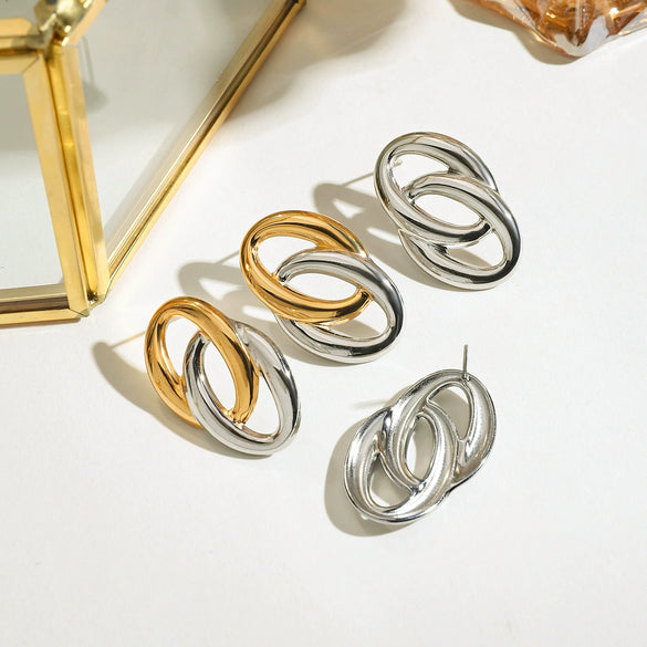 Stainless Steel Geometric Earrings Light Luxury Electroplating Design Sense Niche Women's
